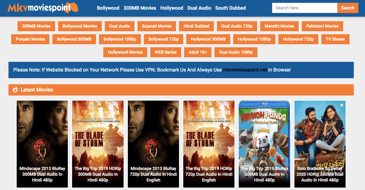 Mkvmoviespoint Bollywood, Hollywood, Telgu Dual Audio 300MB Movies Download