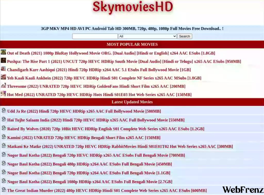 SkymoviesHD 2022 Download Latest Hollywood and Bollywood Movies skymovieshd.in